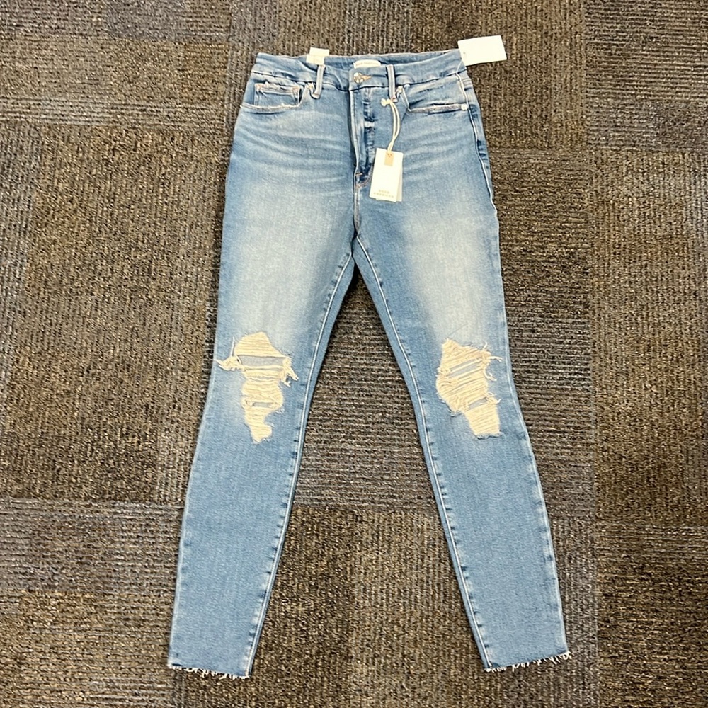 Good American Good Waist Distressed Skinny Jeans